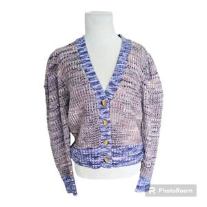 Design History Puff-Sleeved Cardigan Sweater